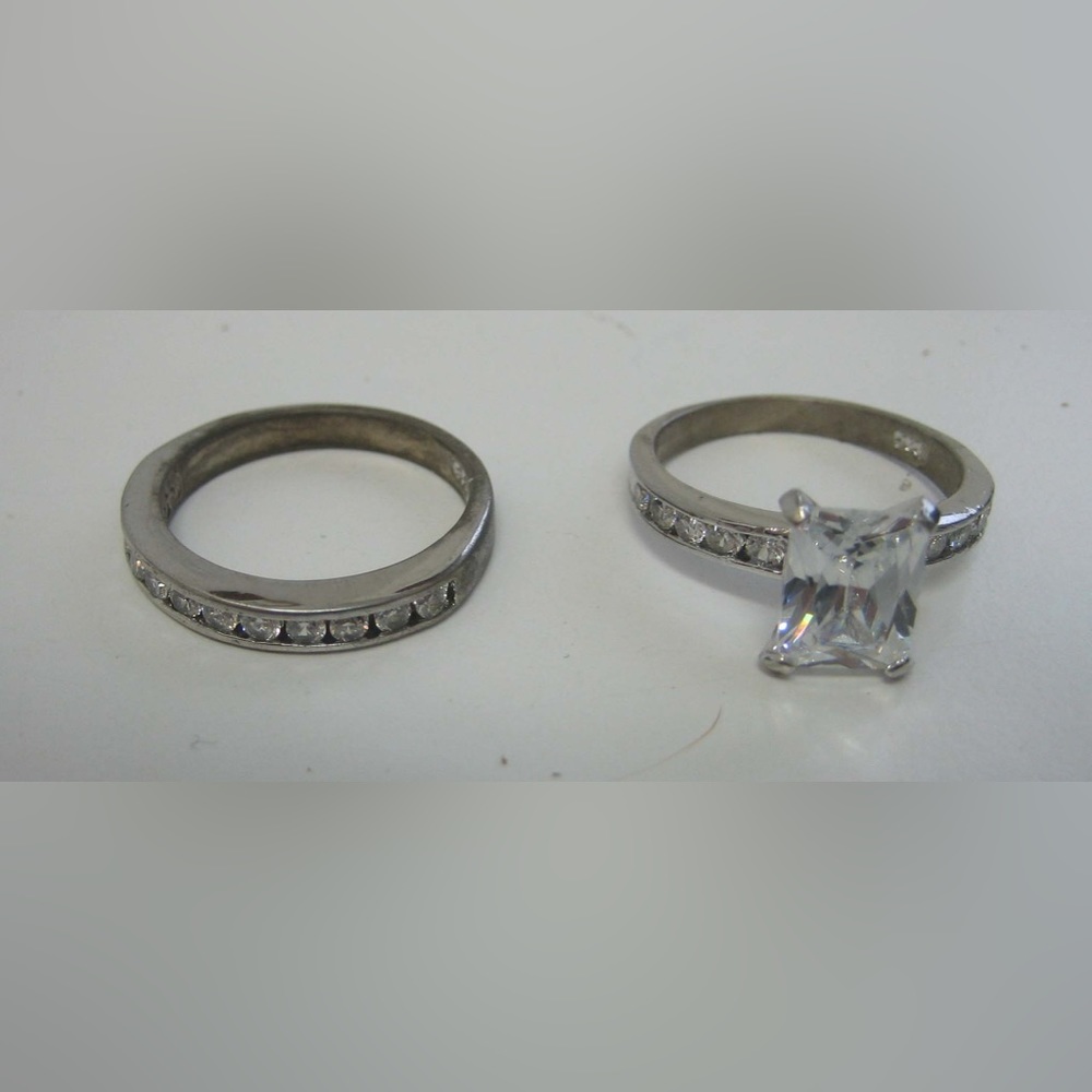 Wedding silver faux Rings